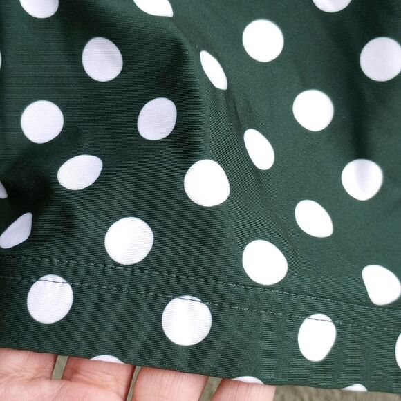 EUC VARSITY SPIRIT Dark Green/ White Polka Dots Crossback Sports Swim Top Size S - Picture 4 of 6